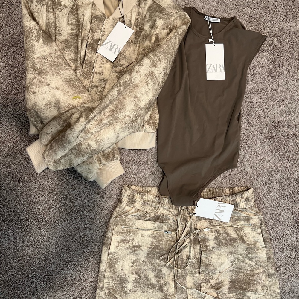 Zara Textured Beige and Brown Ensemble